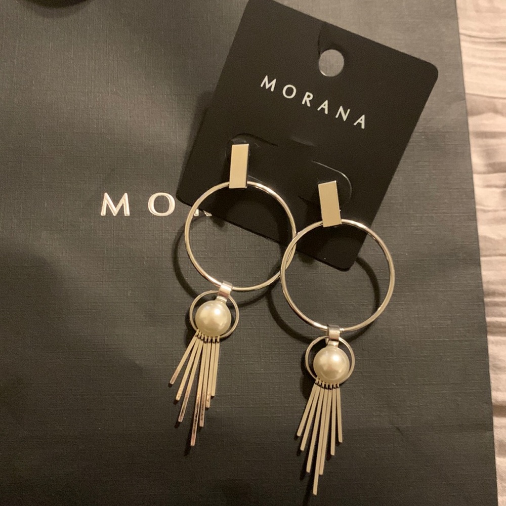 Morana silver tone and faux pearl earrings